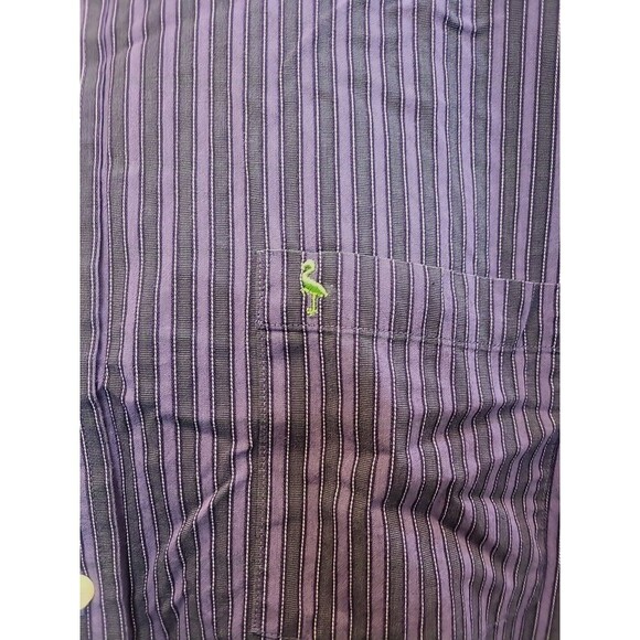 Tailorbyrd Mens Large Long Sleeve Preppy Business Stripe Dress Dark Purple Shirt - Picture 4 of 9